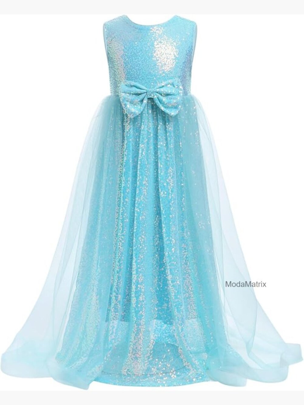 Sequin Tulle Princess Pageant Birthday Party Dress Sleeveless Floor-Length